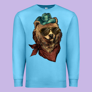 Bear Cowboy Bandana Glasses Premium Sweatshirt Designed By Howdyjamesfarm