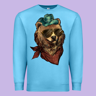 Bear Cowboy Bandana Glasses Premium Sweatshirt Designed By Howdyjamesfarm