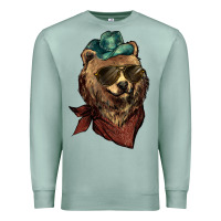 Seafoam Bear cowboy bandana glasses Premium Sweatshirt - HowdyJamesFarm