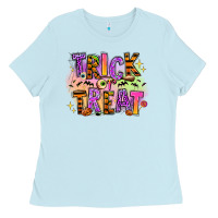 Baby Blue Trick or treat Ladies Tee - RanaPortraitStore