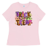 Bubblegum Pink Trick or treat Ladies Tee - RanaPortraitStore