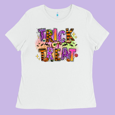 Trick Or Treat Ladies Tee Designed By Ranaportraitstore