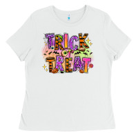 White Trick or treat Ladies Tee - RanaPortraitStore