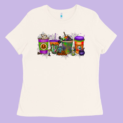 Halloween Coffee Drink Ladies Tee Designed By Racoondesign