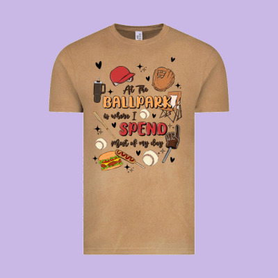 At The Ballpark Is Where I Spend Most Of My Day Vintage Tee Designed By Maliassmallbusiness