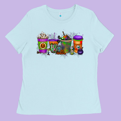 Halloween Coffee Drink Ladies Tee Designed By Racoondesign