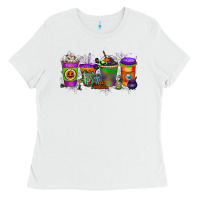 White Halloween Coffee Drink Ladies Tee - RacoonDesign