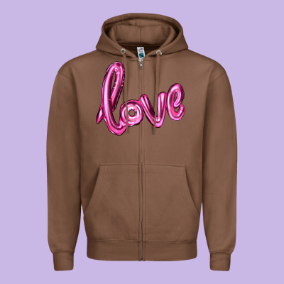 Valentine's Day Love Balloon Zipper Hoodie Designed By Ranaportraitstore