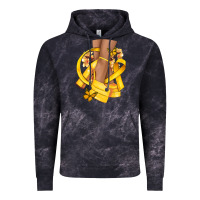 Cloud Black Childhood Cancer diva yellow ribbon Vintage Hoodie - NancyCooperArtShop