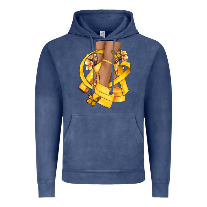 Childhood Cancer Diva Yellow Ribbon Vintage Hoodie by NancyCooperArtShop | Teevron