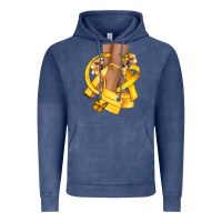 Vintage Denim Childhood Cancer diva yellow ribbon Vintage Hoodie - NancyCooperArtShop