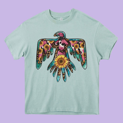 Pinky Western Sunflower Thunderbird Heavy Core Tee Designed By Barkaloodesign