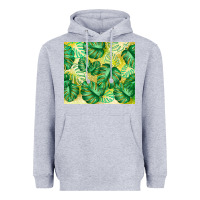 Heather Grey monstera leaf Heavyweight Hoodie - TumblerDesignByShophia