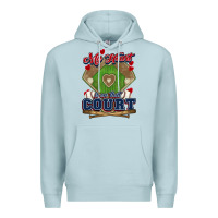 Blue Mist My heart is on that court Baseball Premium Hoodie - HowdyJamesFarm