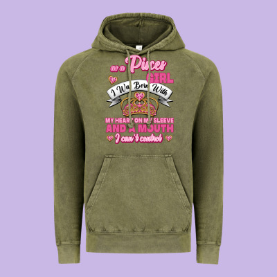 As A Pisces Girl I Was Born With My Heart On My Sleeve And A Mouth Vintage Hoodie Designed By Jasminsmagicworld