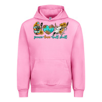 Fuchsia Pink peace love bull skull bbs Urban Hoodie - BundleAndBundleShop
