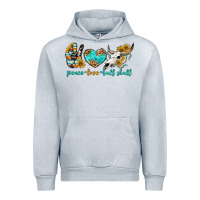 Heather Grey peace love bull skull bbs Urban Hoodie - BundleAndBundleShop