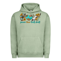 Pigment Oil Green peace love bull skull bbs Urban Hoodie - BundleAndBundleShop