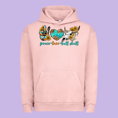 Peace Love Bull Skull Bbs Urban Hoodie Designed By Bundleandbundleshop