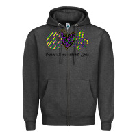 Charcoal Heather mardi gras love peace Zipper Hoodie - Bettercallsaul