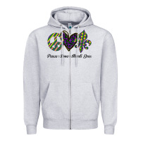Heather Grey mardi gras love peace Zipper Hoodie - Bettercallsaul