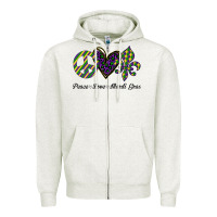 Oatmeal Heather mardi gras love peace Zipper Hoodie - Bettercallsaul