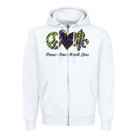 Mardi Gras Love Peace Zipper Hoodie | Teevron