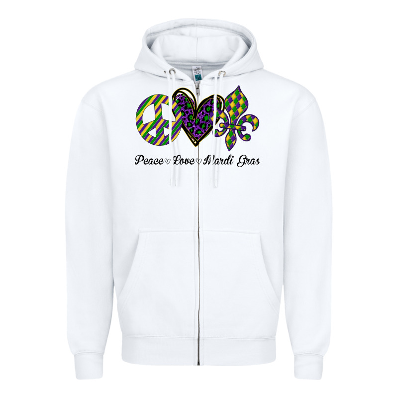 Mardi Gras Love Peace Zipper Hoodie by Bettercallsaul | Teevron