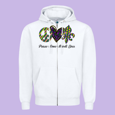Mardi Gras Love Peace Zipper Hoodie Designed By Bettercallsaul