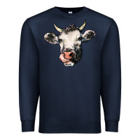 Navy Cow Premium Sweatshirt - HowdyJamesFarm