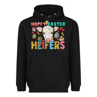 Black Happy Easter Heifers Easter Day Heavyweight Hoodie - HowdyJamesFarm