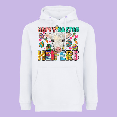 Happy Easter Heifers Easter Day Heavyweight Hoodie Designed By Howdyjamesfarm