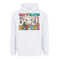 White Happy Easter Heifers Easter Day Heavyweight Hoodie - HowdyJamesFarm