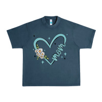 Midnight Navy mom with heart and flowers Urban Heavy Tee - MaliasSmallBusiness