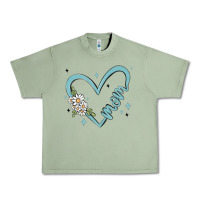 Oil Green mom with heart and flowers Urban Heavy Tee - MaliasSmallBusiness
