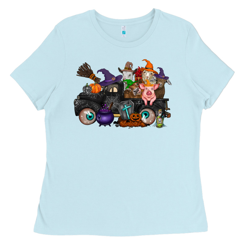 Halloween Farm Animals Truck Ladies Tee by RacoonDesign | Teevron