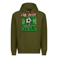 Army Green My heart is on that court Soccer Premium Hoodie - HowdyJamesFarm