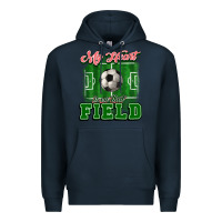 Navy My heart is on that court Soccer Premium Hoodie - HowdyJamesFarm