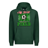 Sports Green My heart is on that court Soccer Premium Hoodie - HowdyJamesFarm