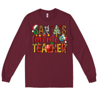 Burgundy santas favorite teacher Long Sleeve Tee - NancyCooperArtShop