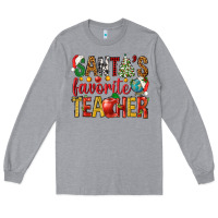 Heather Grey santas favorite teacher Long Sleeve Tee - NancyCooperArtShop