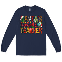 Navy santas favorite teacher Long Sleeve Tee - NancyCooperArtShop