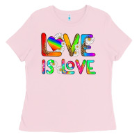 Bubblegum Pink love is love Ladies Tee - HRA Design Shop