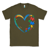 Army Green autism heart Classic Tee - MaliasSmallBusiness