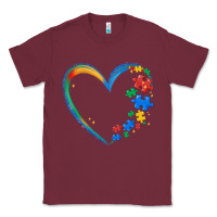 Burgundy autism heart Classic Tee - MaliasSmallBusiness