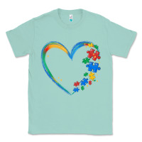 Seafoam autism heart Classic Tee - MaliasSmallBusiness