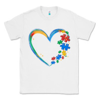 White autism heart Classic Tee - MaliasSmallBusiness
