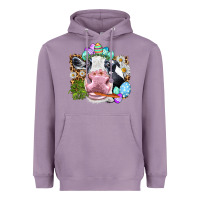 Lavender Happy Easter Cow with eggs Easter Day Heavyweight Hoodie - HowdyJamesFarm