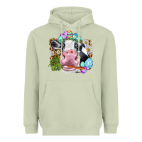 Matcha Happy Easter Cow with eggs Easter Day Heavyweight Hoodie - HowdyJamesFarm