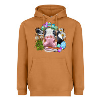 Meerkat Happy Easter Cow with eggs Easter Day Heavyweight Hoodie - HowdyJamesFarm